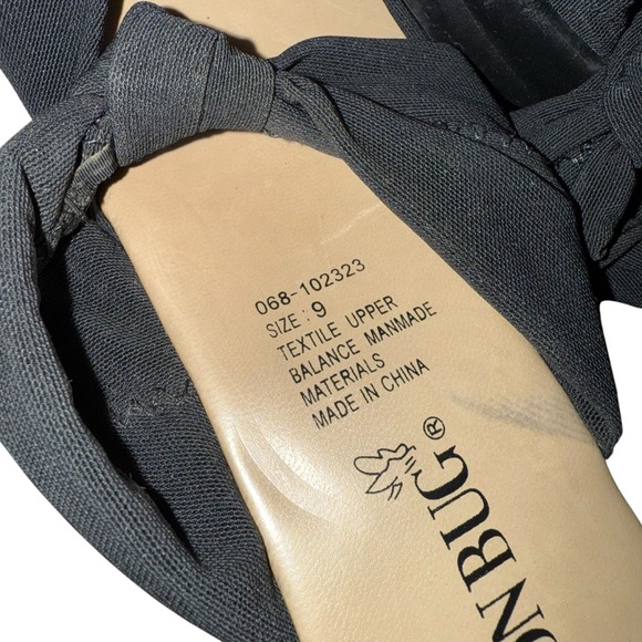 Fashion Bug Wedge Heel Slip On Sandal Black Size 9  3” Wedge Heel Stretch Straps - Picture 4 of 6